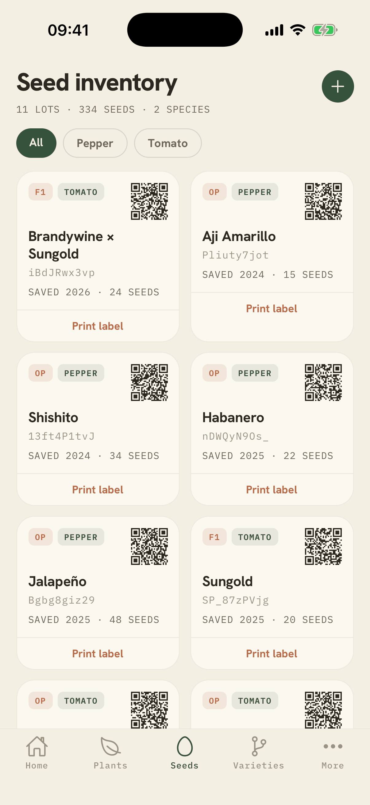 Seed inventory